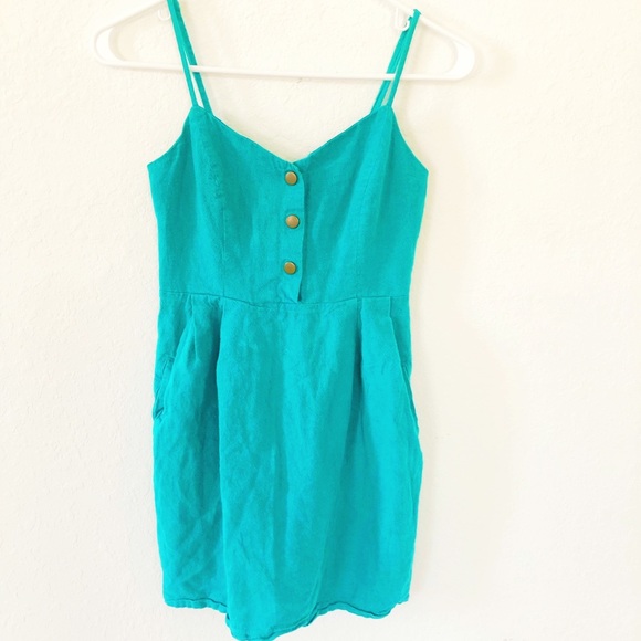 Turquoise Linen Dress 👗 from Urban Outfitters - Picture 2 of 7